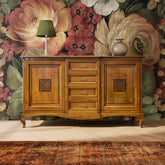 Credenza Grande classica noce due porte intarsiate quattro cassetti Arte Tiziano Piombini RH6101
